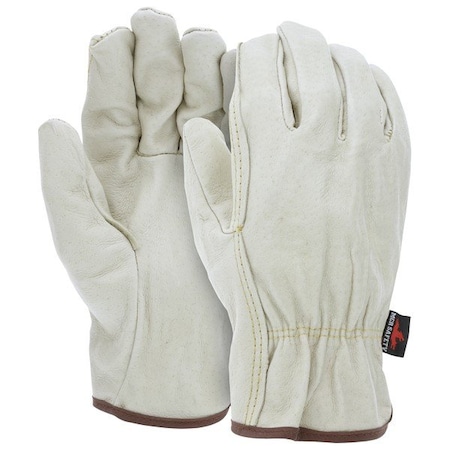 Mcr Safety Pigskin Drivers Gloves, Large, Leather, Beige, PR 3410L
